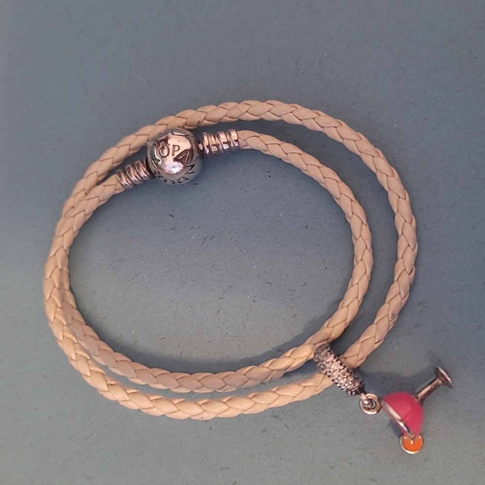 White leather bracelet and margarita charm.
